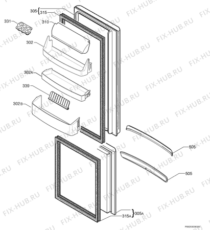 Взрыв-схема холодильника Electrolux ENB32433X - Схема узла Door 003